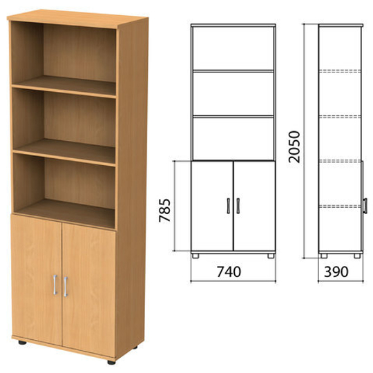 Шкаф полузакрытый "Монолит", 740х390х2050, цвет бук бавария (КОМПЛЕКТ)