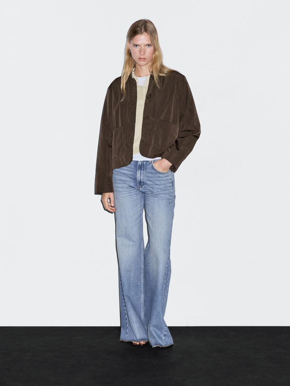 Massimo Dutti Укороченная стеганая куртка с обтяжными пуговицами, коричневый