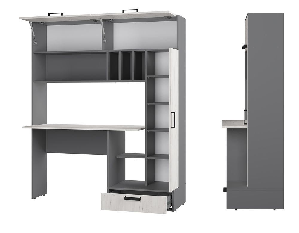 Стол письменный Техно графит/дуб крафт белый