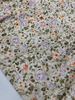 Шифон/ Сиреневые цветы на бежевом