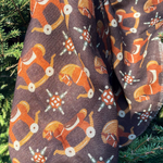 Шаль 120*120см, ЛОШАДКИ на коричневом