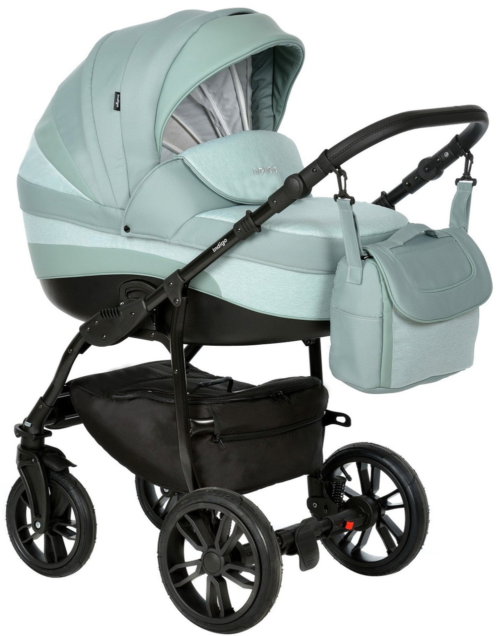 Детская коляска Indigo Indigo New 3 в 1 с автокреслом Avionaut Cosmo Grey In03 шалфей