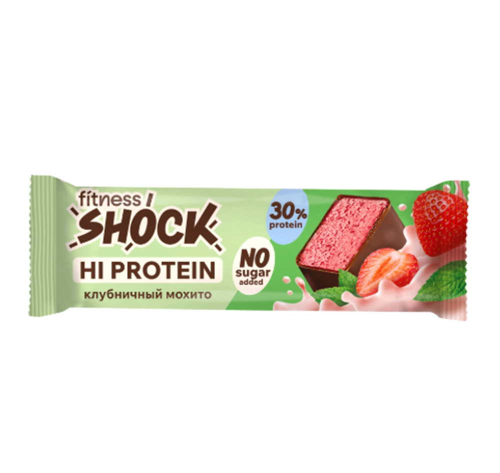 Протеиновый батончик HI PROTEIN FitnesShock 40 гр. Клубничный мохито