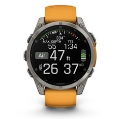 Умные часы Garmin Fenix 8, 47 мм, AMOLED, Sapphire Titanium with spark orange/graphite silicone band