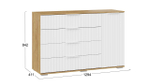 Комод для одежды с ящиками и полками Дуб Крафт золотой/Белый матовый 4 ящика 129х41х84 см