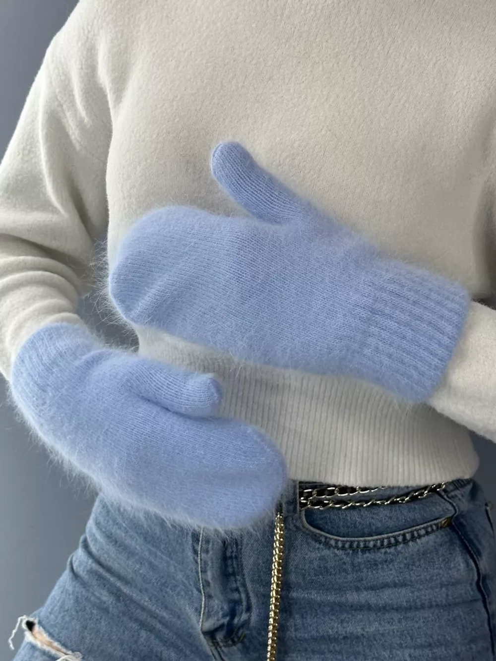 Варежки зимние теплые пушистые ангора