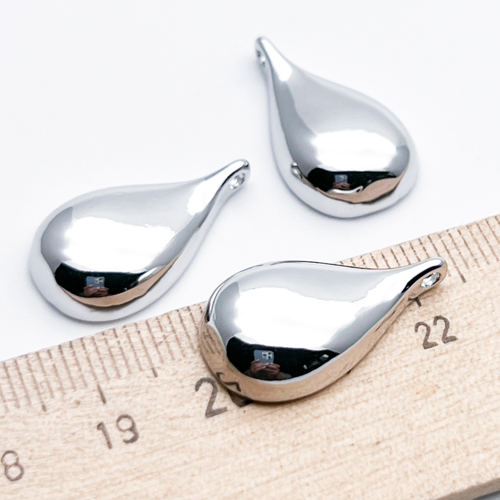 Подвеска Капля, цвет серебро (родий), размер 23*13 мм, цена за 1 шт