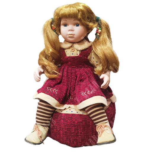 Винтажная кукла на пуфе. Фарфор, частично мягконабивная. The Leonardo Collection, Великобритания, 1990-е гг.