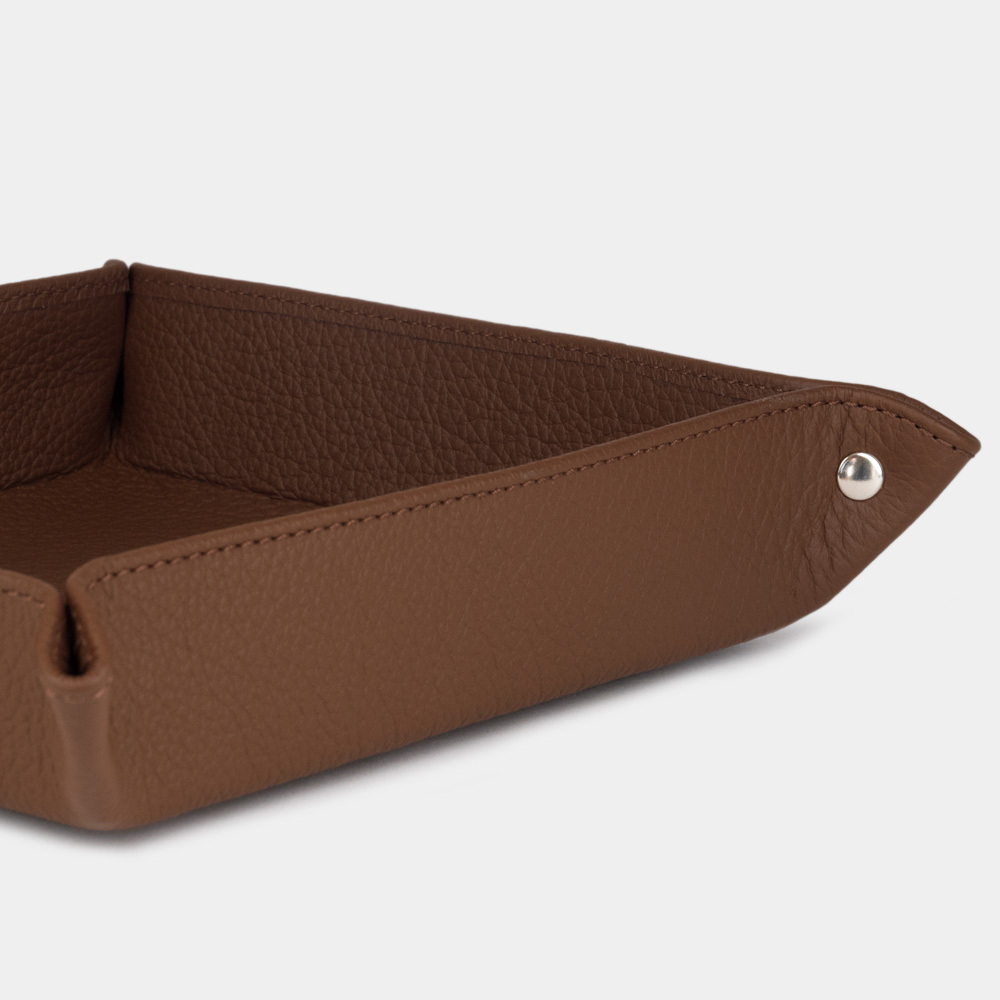 Лоток для мелочей из натуральной кожи теленка, цвета шоколад
