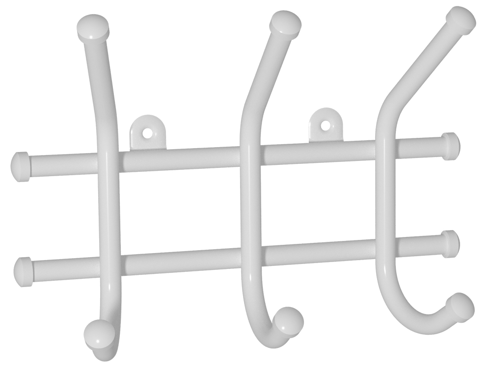 Вешалка "Норма 3" белая (планка с 3-я крючками)
