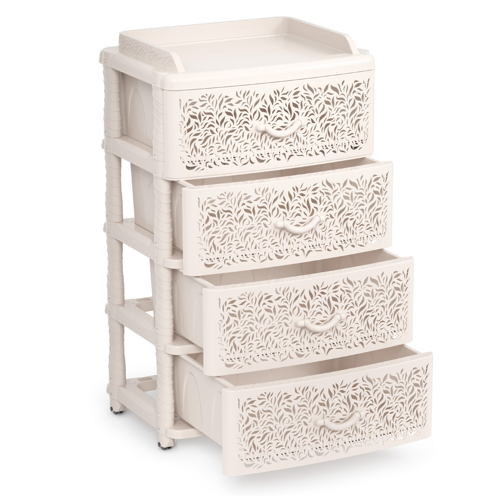 Комод 4-х секционный "Аура" широкий (слоновая кость)