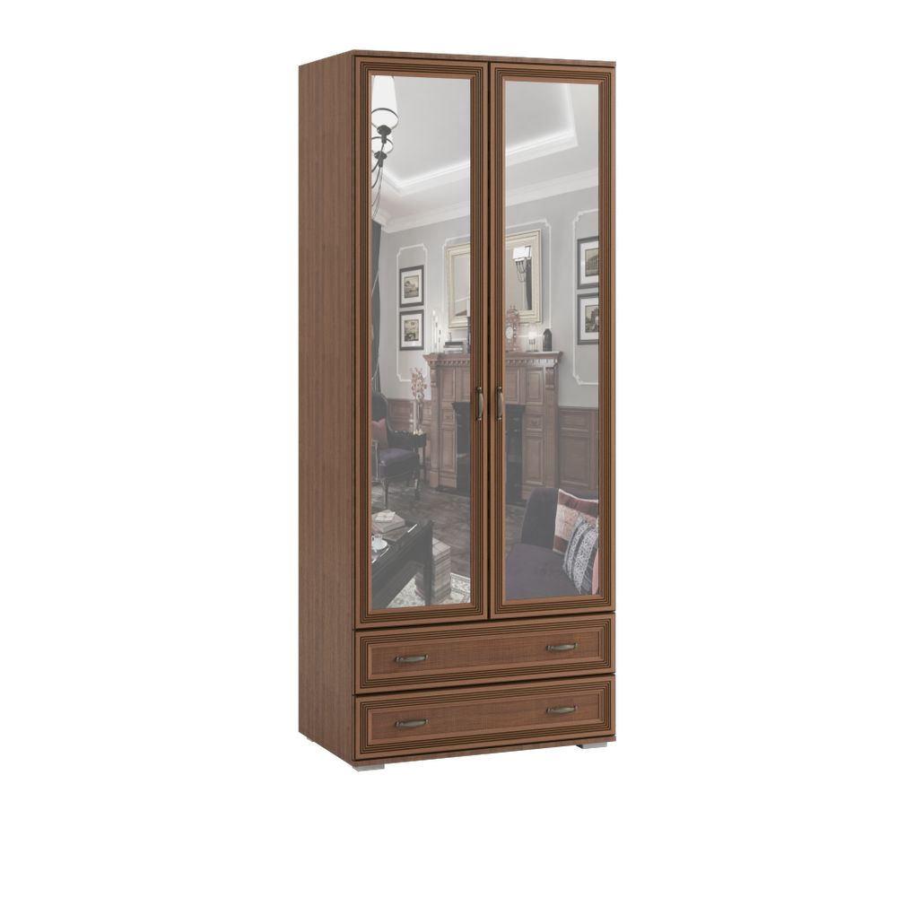 Шкаф двухстворчатый с зеркалом Ливорно ЛШ-23, орех