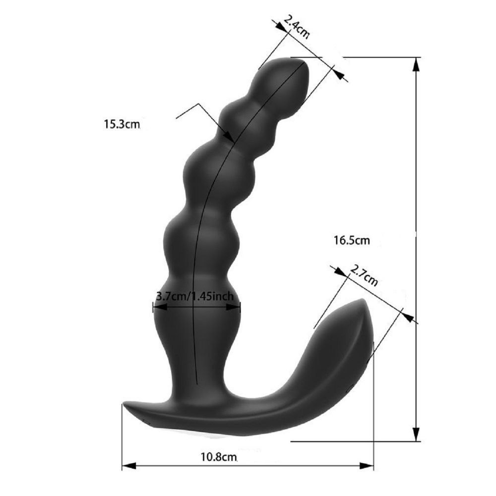 Анальный вибромассажер с пультом ДУ 10 режимов черный 16.5 см