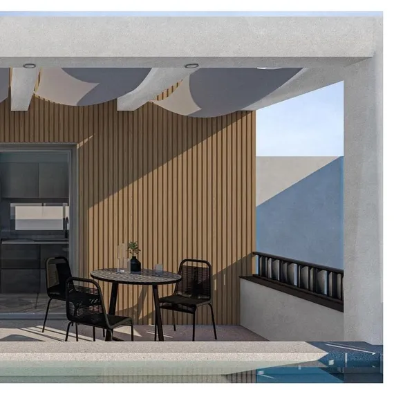 Стол Tella Ø90 см, черно-белая плитка