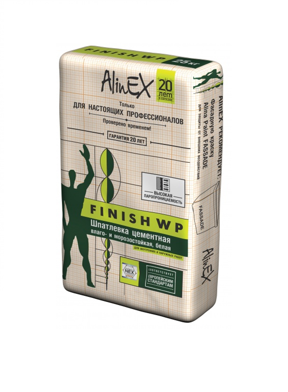 ШПАТЛЕВКА ALINEX FINISH WP ЦЕМЕНТНАЯ 25КГ