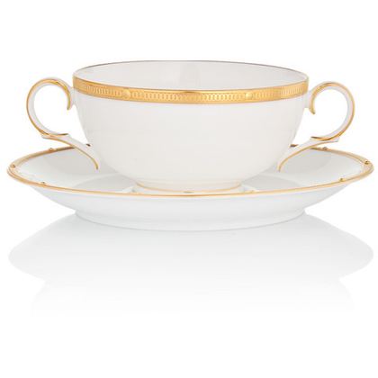 Чашка суповая с блюдцем 210мл Noritake Рочель с золотым кантом