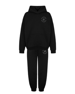 Комплект: толстовка и брюки из футера на кнопках черный