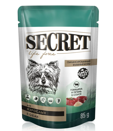 Секрет Life Force пауч для собак Говядина с печенью в соусе 85 гр