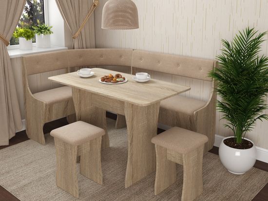 Кухонный уголок bello "Оливьер" (Дуб сонома/Рогожка Savana Camel (AT)) -G/Л1