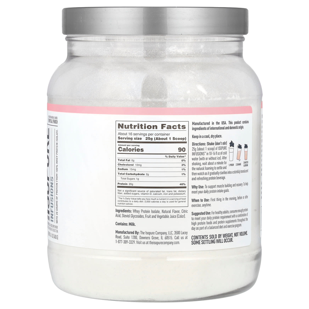 Isopure, Протеиновый порошок Infusions, тропический пунш, 400 г