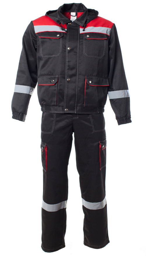 Костюм  "АНТЕЙ" с СОП летний куртка, п/к цв.черный с красным (60-62) 120-124  170-176