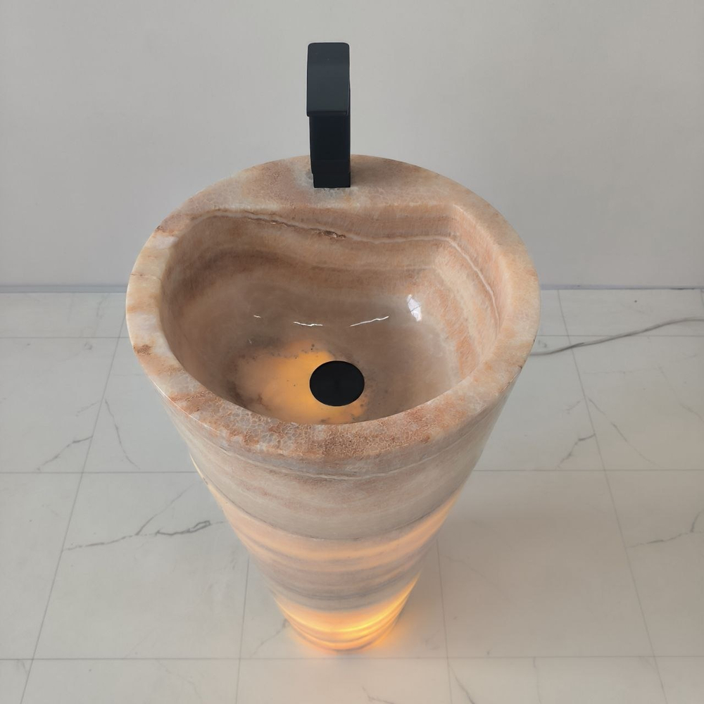 Раковина напольная из оникса Yellow ON-04196 (40*40*90 см)