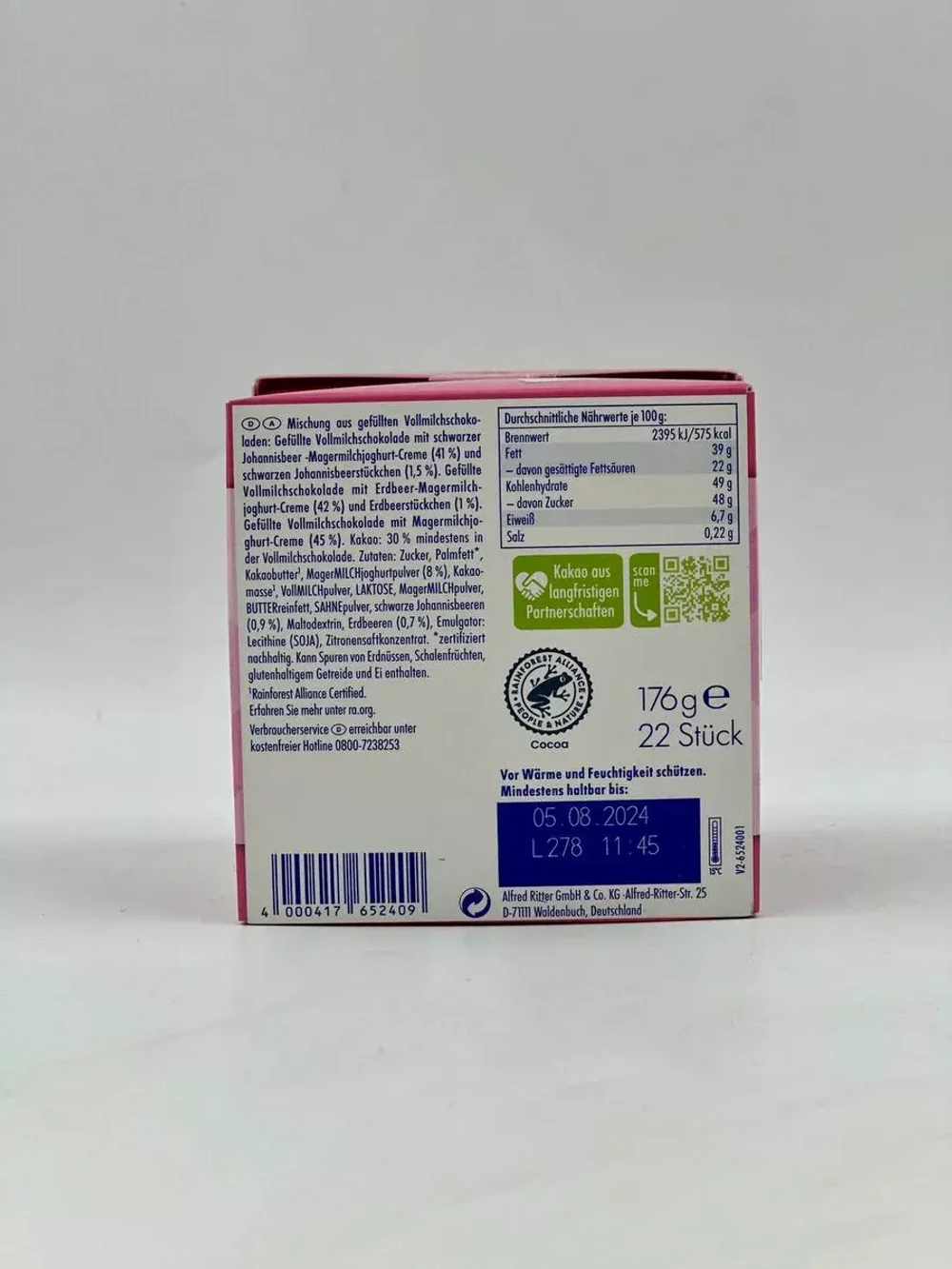 Шоколадные конфеты Ritter Joghurt Schatz, 176гр.