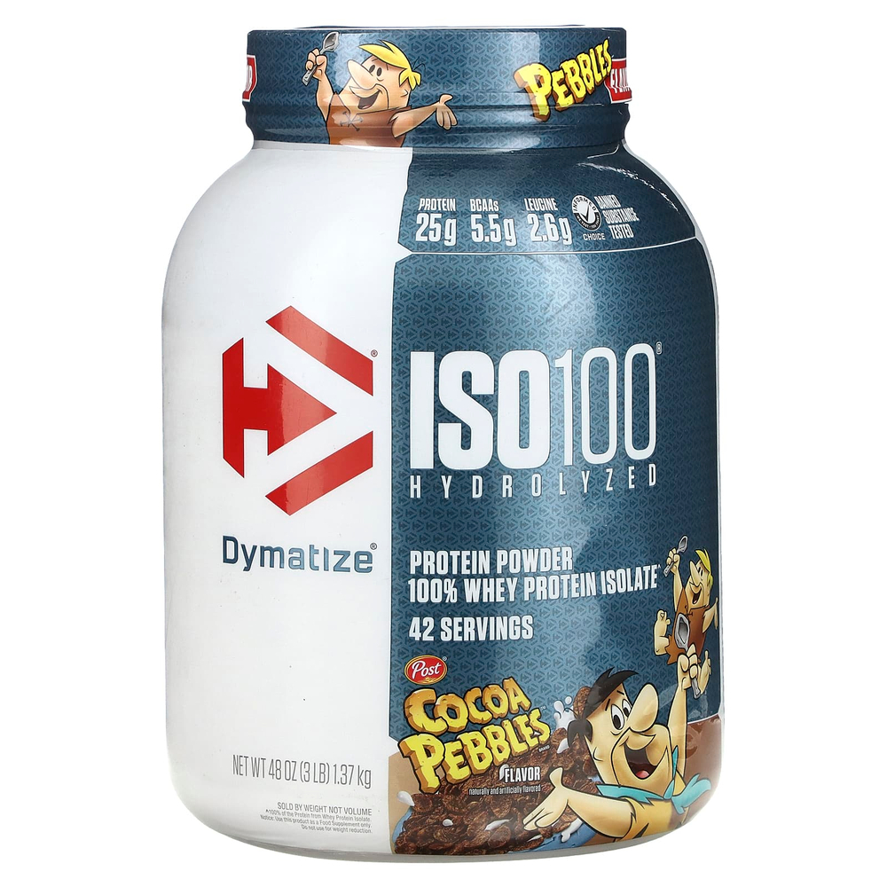 Dymatize, ISO100®, гидролизованный, 100% изолят сывороточного протеина, со вкусом какао, 1,37 кг (3 фунта)