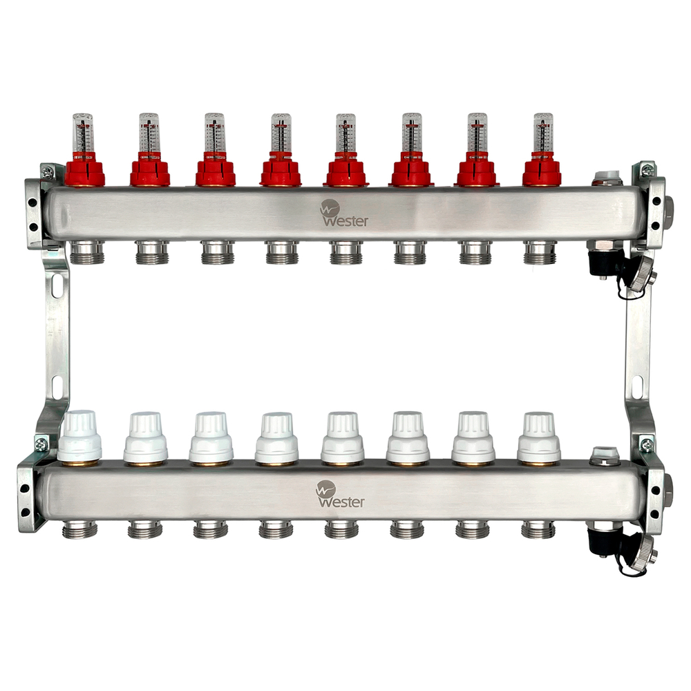 Коллектор с расходамерами 1"-3/4" - 8 вых. Wester MUFS