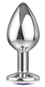 Малая серебряная металлическая пробка с фиолетовым кристаллом (6,5 см) (Цвет: серебряный, фиолетовый)