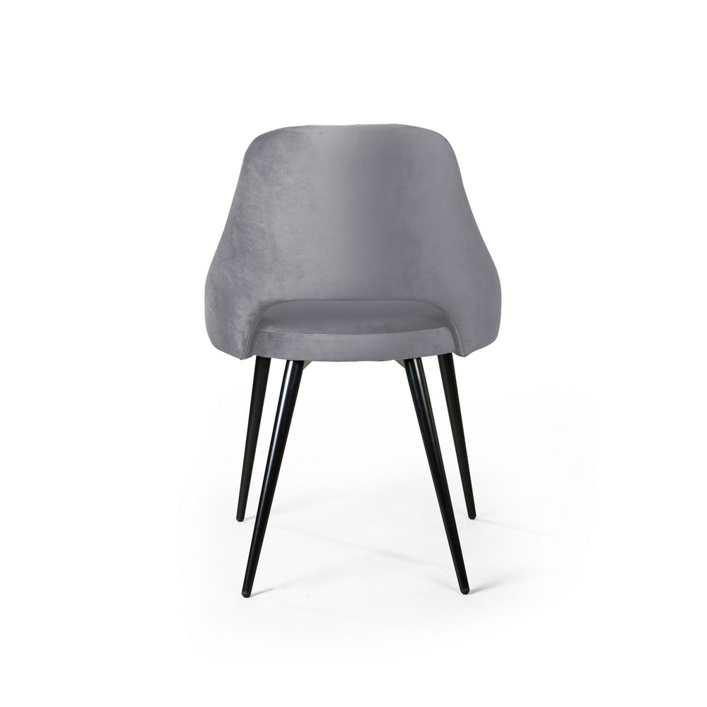 Стул William, бархат светло-серый 26/ черный конус