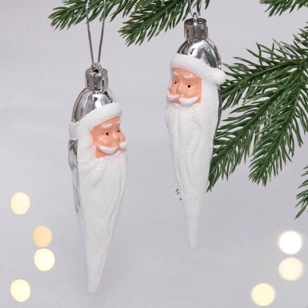 Елочные игрушки «Волшебная борода» 12 см (набор 2 шт), Серебро