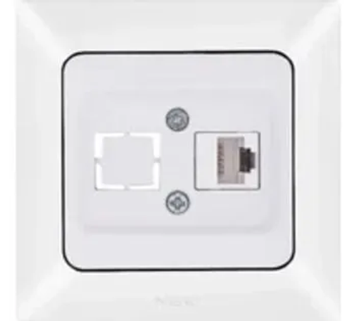 NE-AD Розетка компьютерная (cat6) + гнездо с заглушкой, IP20, металлик белый жемчуг, Aras