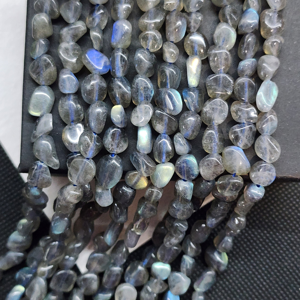 Лабрадор (лабрадорит), бусины свободная форма, галтовка, р-р 6-10мммм