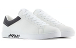 EMPORIO ARMANI Armani leather lace-up low-cut fashion sneakers men's white and black