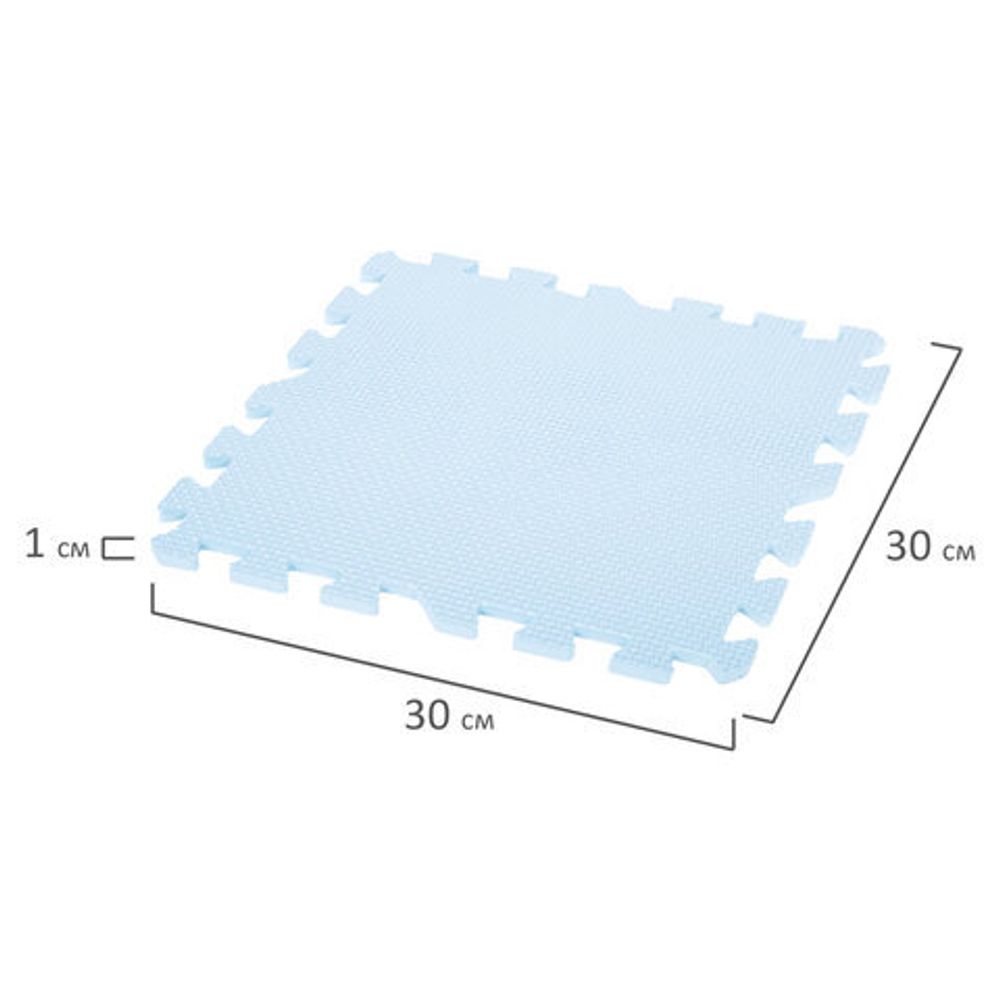 Коврик-пазл напольный 0,9х0,9 м, мягкий, синий, 9 элементов 30х30 см, толщина 1 см, ЮНЛАНДИЯ, 664662