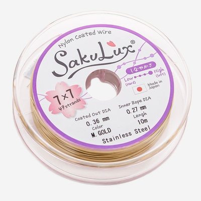 049-з Трос ювелирный японский FLEXY 49 струн, 0,35 мм, золото, 1м