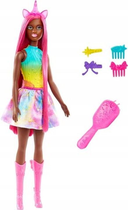 Кукла Mattel Barbie - Кукла Единорог с длинными темно-розовыми волосами - Барби HRR01