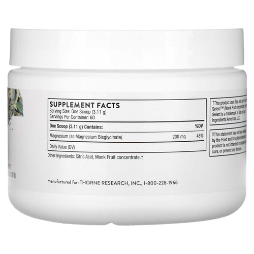 Thorne, бисглицинат магния, 187 г (6,5 унции)
