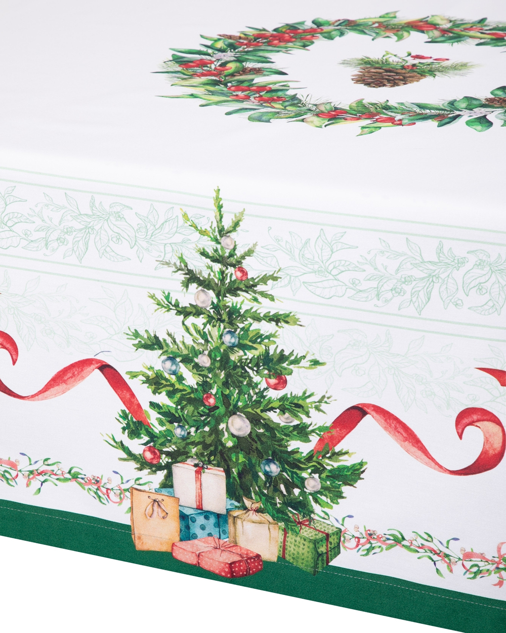 Скатерть 168х450см Mix&Match Home Елочка белая с принтом