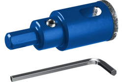 Алмазная коронка с центрирующим сверлом по керамике и стеклу ЗУБР Профессионал Р60, трехгранный хвостовик,18 мм, для дрели 29850-18