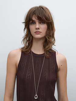 Massimo Dutti Топ из ажурной ткани с круглым вырезом, бордо