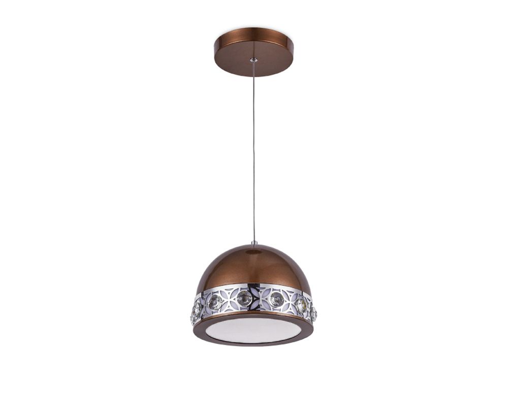 Подвесной светодиодный светильник FA9495 CF/CH кофе/хром 4200K 18W D200*670 (без ПДУ)