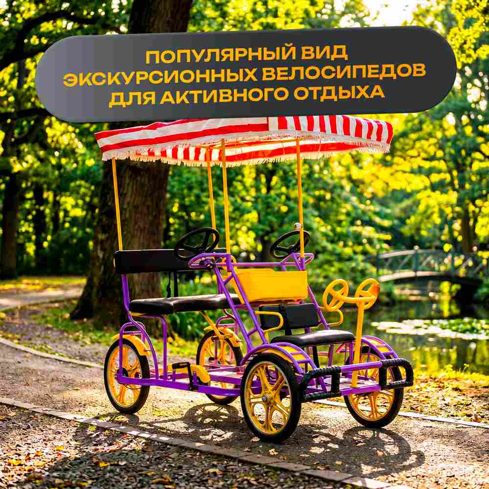 Семейный велосипед, шестиместный, фиолетовый