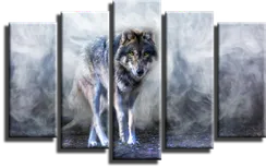 Модульная картина "Волк в дыму"