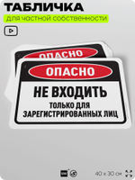 Табличка для частной территории "Опасно, не входить", на дом, для участка, организаций и частных территорий, предупреждающая, 40х30 см, Silver Plane x Айдентика Технолоджи