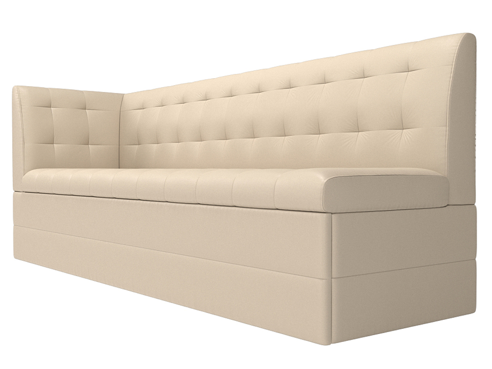 Диван кухонный прямой Бриз с углом слева, Бежевый, Экокожа, 100386L