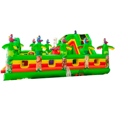 Коммерческий надувной батут "Джунгли" с горкой, 9*6*4.5 м
