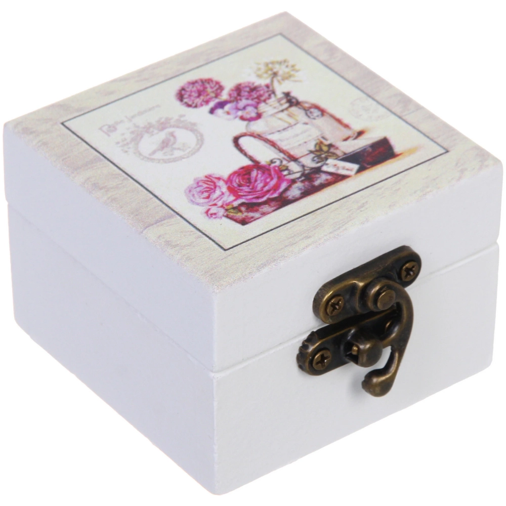 Шкатулка деревянная с зеркалом «МАРЦИПАН», гортензия, 6.5*6.5*4.5см (в коробке)