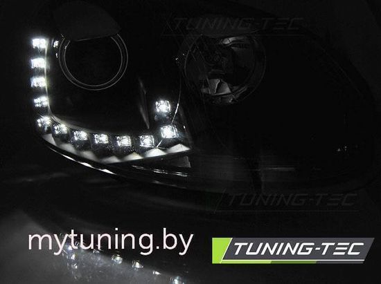 Передние фары VW Golf 5 led drl black